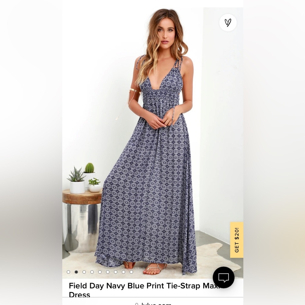 Lulus Navy Tie-Strap Maxi Dress